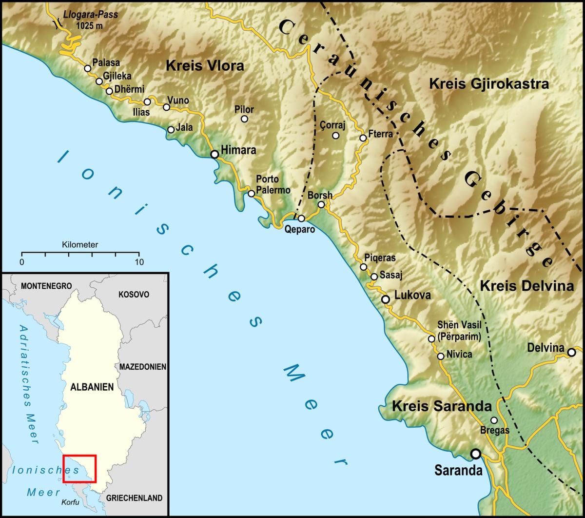 Arnavut riviera haritası
