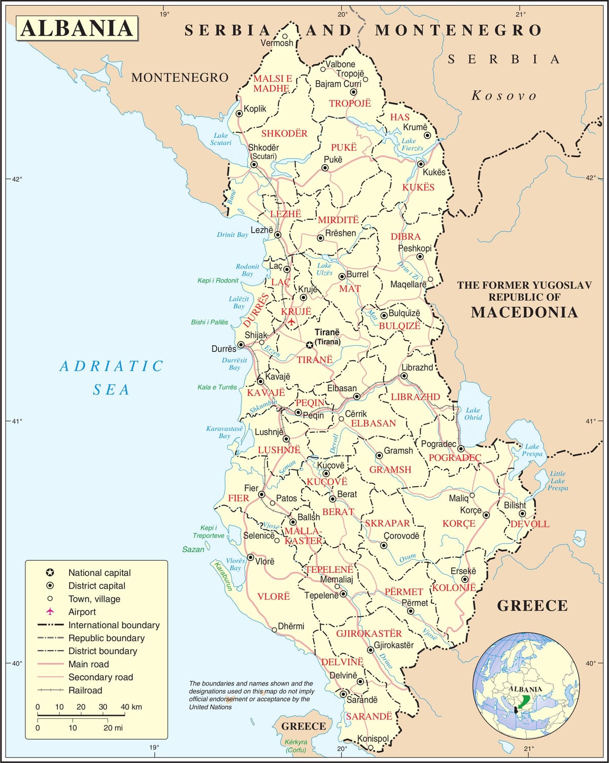 Arnavutluk şehirleri haritası