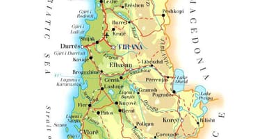 Arnavutluk fiziki haritası göster 